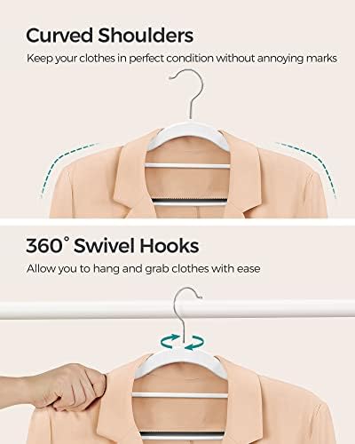 SONGMICS Pack of 50 Coat Hangers, Heavy-Duty Plastic Hangers, Clothes Hangers, White and Dark Gray UCRP020W02 | Non-Slip, 0.2 Inches Slim, 16.5 Inches Wide, 360° Swivel Silver Hook, White and Dark Gray, UCRP020W02 - Image 4