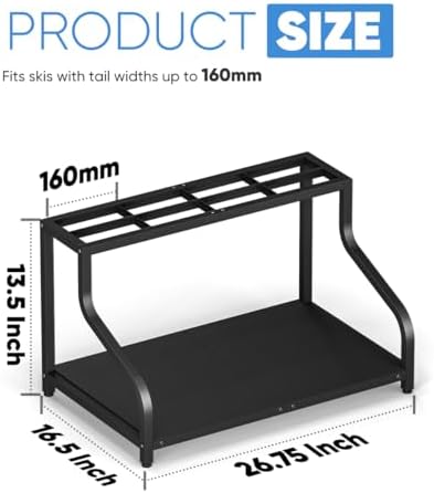 Mondazie Ski Storage Rack for Garage, 4 Pair Black - Image 2