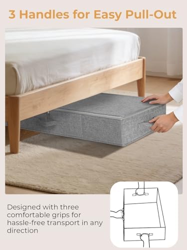 punemi 6.7 in Tall Sturdy Under Bed Storage Containers with Lid, 2Pack,Gray | Stackable Clothes Storage Bag with Rigid Side and Bottom , for Blankets, Bedding& Shoes, Closet, Dorm & Bedroom Organization - Image 6