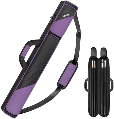 PEKREWS Pool Cue Case, Pool Stick Case 2x2 with 2 Accessories Pockets by PEKREWS