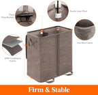 Lifewit Double Laundry Hamper with Lid, Removable Laundry Bags, Brown - Image 2