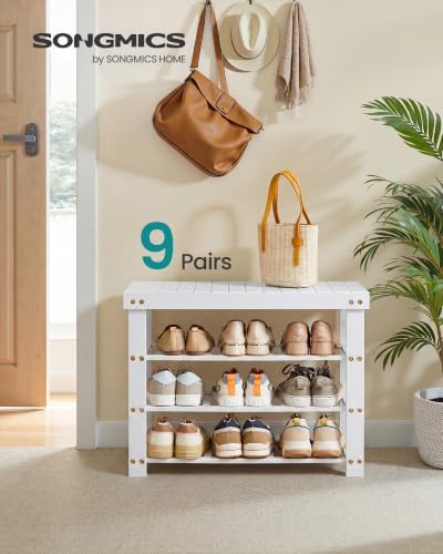 SONGMICS Bamboo Shoe Bench with Seat, 11.3 x 27.6 x 20.5 Inches - Image 3