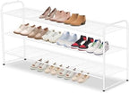 AOODA Long 3 Tier Metal Shoe Rack for Closet Wide Stackable Shoe Storage Organizer for Entryway, Bedroom, Floor, 24-Pairs Men Sneakers Boot Shelf with Wire Grid, White by AOODA