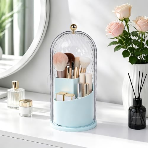 Toothbrush Holder with Cover for Bathroom Countertop, Organizer, Blue - Image 6