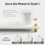 Razborci Water Absorbing Stone Sink Caddy Kitchen Sink Organizer Tray, Diatomite Bathroom Counter Tray, Gold Faucet Drying Mat Coaster Soap Dish Rack Riser Dispenser Sponge Holder, White 10" x 4" - Image 4