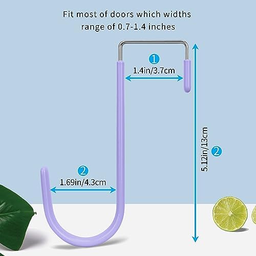 FYY Over the Door Hooks, Single-Hanger 4 Pack, Fits Doors 1 3/8" Lavender - Image 2