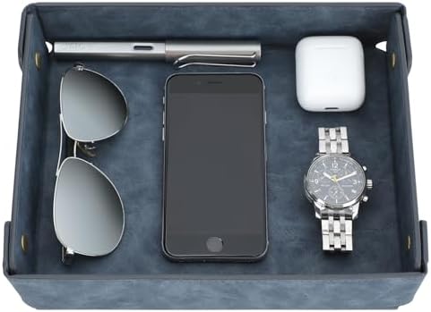 CASIRENA Faux Leather Valet Tray Organizer for Men - Catch-All Tray for Entryway Table Key, Wallet, Watch, Coin Change, Phone, Dresser EDC Dump Jewelry, Bedside Nightstand Desk-top by CASIRENA