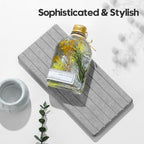 Razborci 2PCS Instant Dry Diatomite Stone Counter Makeup Tray Organizer, Fast Drying Caddy Kitchen Sponge Holder Mat, Bathroom Vanity Toothbrush Bottle Dispenser Soap Dish Rack, Light Gray, 8"x 3.8" - Image 5