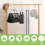 6 Pack Purse Hanger for Closet, 12 Storage Capacity Rotatable Purse Hooks, Hanging Backpack Bag Holder, Closet Organizers and Storage, Silver - Image 7