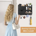 Key Holder Wall Mount, 14.5x11.2x3.5'' Larger 3-Tier Shelf 8 Hooks Drawer Storage,Wooden Key and Mail Holder for Wall,Farmhouse,Home,Living Room,House,Office Decor,Hats,Bag,Dog Leash Hanger Organizer - Image 6