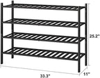 viewcare Black 4-Tier Long Shoe Rack, Bamboo Wood, 33-Inch - Image 3