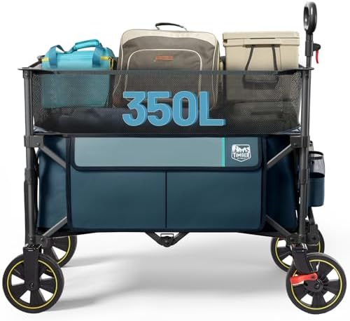 Timber Ridge 350L Extra Large Collapsible Folding Wagon Carts with Brake by TIMBERRIDGE