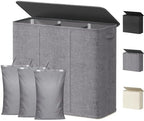 Lifewit Triple Laundry Hamper with Lid, Removable Laundry Bags, Light Gray by Lifewit