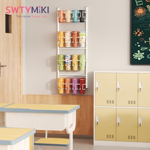 SWTYMIKI 4-Tier Water Bottle Organizer – Over the Door Stanley Cup Holder, Cup Organizer for Door or Wall Mount Option, Stanley Accessories for Pantry, Dorm, Office, RV Use, White - Image 5