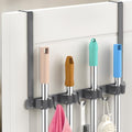 Broom Holder Over The Door with Hooks -304 Stainless Steel (Space grey) by PrimZootyDesign