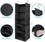 MAX Houser 5-Shelf Hanging Closet Organizer with 4 Side Pockets, Black | Foldable Fabric Hanging Shelves for Closet, Cloth Hanging Shelves with 2 sturdy hanging hooks, Small Space Saver - Image 5
