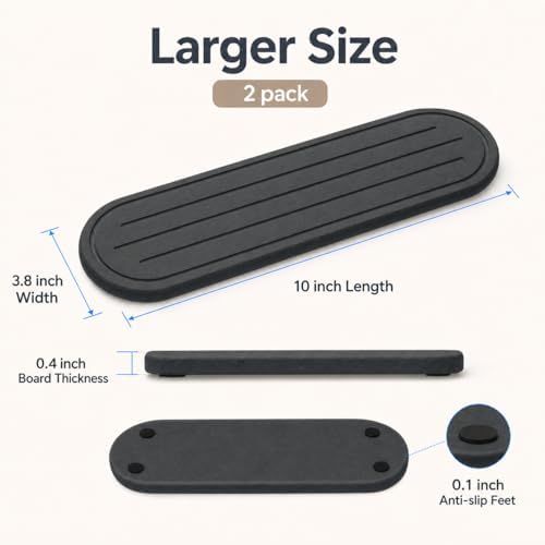 Razborci 2PCS Water Absorbing Stone Drying Tray Mat for Bathroom Sink & Kitchen Counter Faucet Organizer Decor, Quick Dry Dish Soap Dispenser Sponge Holder, Vanity Caddy Coaster,Dark Gray -10"*3.8" - Image 2