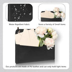 3 PCS Wall Mount PU Leather Mail Holder Black Faux Leather Letter Holder 2 Ring Wall Mail Organizer Stylish Wall Hanging Mail Storage for Flowers Envelope Key Notebooks Home Office Decor - Image 3