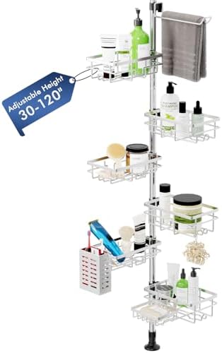 Shower Caddy Corner Tension Pole,Stainless Steel Shelves Bathroom Organizer by Vatex