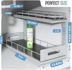Under Sink Organizer Upgrade To Professional Rails,2-Tier Dual Pull Out Cabinet Storage,Height Adjustable Slide Out Drawers For Bathroom Kitchen,2 Pack-21"Dx12.8"-16.9"H,Gun Gray - Image 2