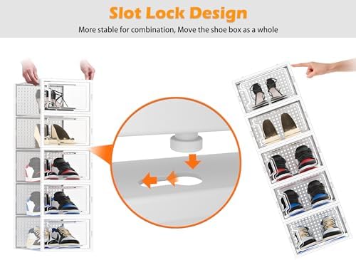 HOMIDEC Clear Shoe Storage Boxes, Stackable Shoe Organizer for Closet - Image 6