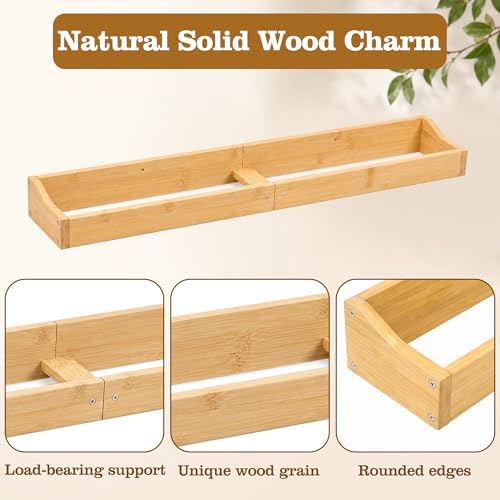 Wooden Shoe Rack Storage Organizer Floating Shoe Shelves Holds 3 Pairs - Image 3