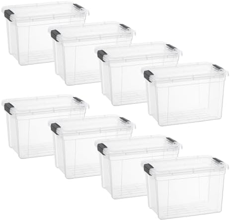 Superio 8.7 Quart Clear Plastic Storage Boxes with Lids, Stackable Organizer Containers, BPA-Free Storage Bins for Home, Office, School & Dorm, 8 Pack by Superio