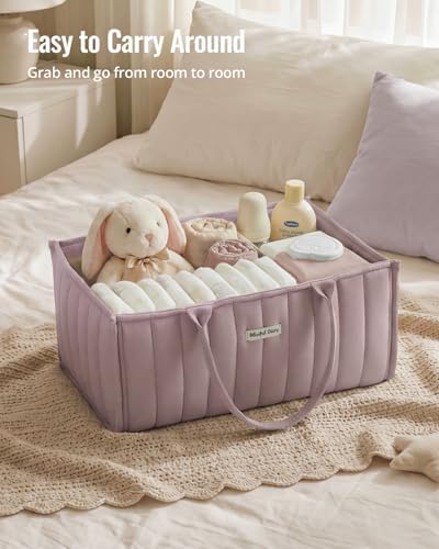 Blissful Diary Baby Diaper Caddy Organizer, Nursery Storage, Mauve Pink - Image 5