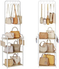 Tall Purse Organizer for Closet with Wood Shelves, Metal Floor-Standing Purse Rack Stand, Narrow High-Capacity Purse Storage and Bag Organizer for Bedroom, Entryway and Small Space by Hayexiha