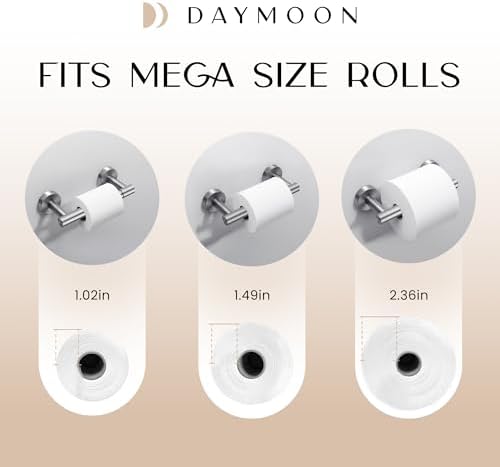 Day Moon™ - Toilet Paper Holder - Modern Roll Holder for Bathroom - 2 Pack - Wall Mount, Brushed Nickel - Image 6