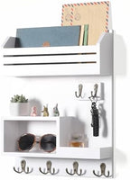 Key Holder for Wall, Wall Mounted Mail Organizer with 6 Metal Key Hooks, Key Racks for Home Entryway Decor, Luxury White by Mutsault