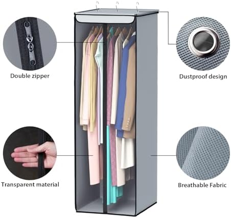 Univivi Garment Bags for Hanging Clothes, Cloth Bag 54 In, 1 PCS, Grey - Image 3