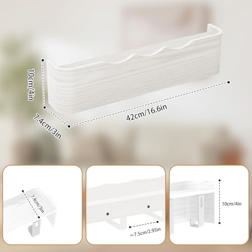 Wall Mounted Coat Rack with Shelf, Wooden Entryway Organizer with Hidden Metal Hooks for Hanging Coats Bags Keys, Modern Floating Shelf for Hallway Bathroom - Image 2