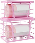 TIDIIABODE 2 Pack Pink Trash Bag Holder - Stackable Garbage Bag Dispenser with Bamboo Top, Kitchen Accessories & Decor, Wall Mount Storage for Kitchen, Home, Bathroom Decor & Gifts by TrashBagHolder