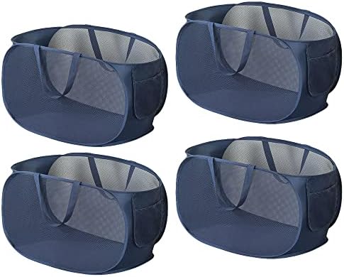 4 Pcs Mesh Popup Laundry Hamper, Opening Laundry Basket,Popup Laundry Basket with Durable Handles,Foldable Pop-up Mesh Hamper Dirty Clothes Basket for Clothes & Laundry-Home Organization by LATERONON