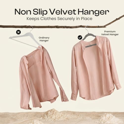 Utopia Home Velvet Hangers, Grey, 50 Pack | Luxury Non-Slip Slim Pant & Coat Hangers | Strong Space-Saving Clothes Hangers | 360° Swivel Hook - Image 6