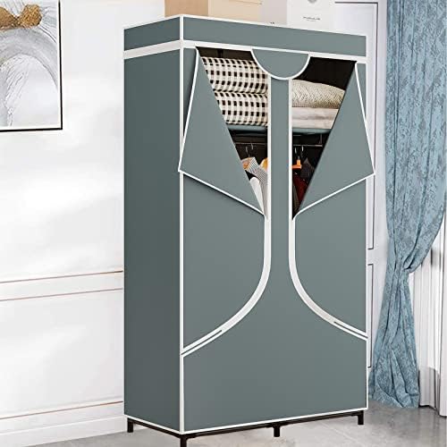 SORCEDAS Portable Closet Wardrobe with Hanging Rods Shelves Clothes Storage - Image 3