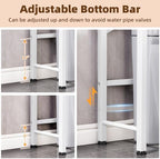 Kalrin Over The Toilet Storage Cabinet with Fluted Wave Doors and Adjustable Shelf, Wood Over Toilet Storage Rack with Drain Basket, Freestanding Bathroom Organizer for Balcony Laundry, Wood & White - Image 5
