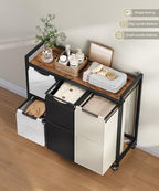 HOOBRO Laundry Sorter with 4 Section, 39 Gal. (147 L) Laundry Hamper with Wheels, Rolling Laundry Basket with Shelf, Pull-Out Detachable Bags, Side Pockets, Rustic Brown, Black and Beige BFE14XY01N1 - Image 4