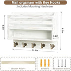 Key Holder Wall Mount with Mail Organizer, 5 Key Hooks, White - Image 7