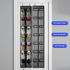 KEEPJOY 2 Pack Grey14 Pockets Over the Door Shoe Organizer, Hanging Shoe Organizer with 4 Hooks Door Shoe Holder with Mesh Deep Pockets Closet Door Shoe Storage Bag (Grey-2Pack) - Image 6
