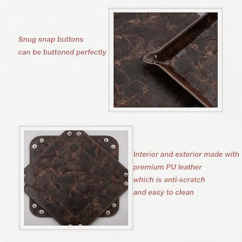 Valet Tray Desktop Storage Organizer – Vegan Leather Catchall Bedside Vanity Tray Nightstand Caddy Holder for Remote Controller, Watch, Keys, Phone, Wallet, Coin, Jewelry, Marble Brown - Image 5