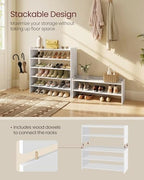 VASAGLE CUSTOS Collection - Shoe Rack for Closet, Stackable Shoe Organizer Shelf for Entryway, 2 Tiers, 11.7 x 32.3 x 14.2 Inches, White ULBS060WZ01S - Image 5
