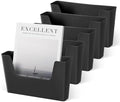YOHOM Adhesive File Holder Plastic Document Folder Door No Drilling Mount Mail Magazine Organizer A4 Filing Envelopes Folder, Office Wall Mount Single Pocket (BLACK, 5 PCS) by Yohom