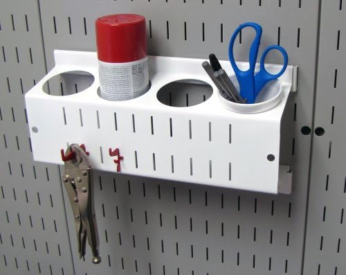 Wall Control 4 ft. Metal Pegboard Organizer - Standard Tool Storage Kit & Spray Can Holder Bracket for Pegboard & Slotted Tool Board - White - Image 6