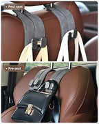 Headrest Hooks for Car, 4 Pack Car Seat Back Organizer Storage Hook, Double Hook Car Seat Hooks for Hanger Purses and Bags, Leather Purse Holder for Car, Grey - Image 4