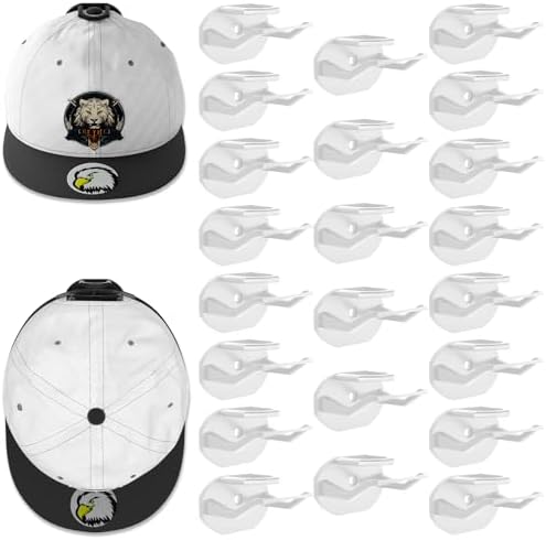 Niunuerga 22 Pack Hat Hooks for Wall, Strong Adhesive Hat Rack for Baseball Caps, Minimalist Hat Organizer Display for Home Decor, Hat Hold Hanger for Wall, Door, Closet, No Drilling (White) by Niunuerga