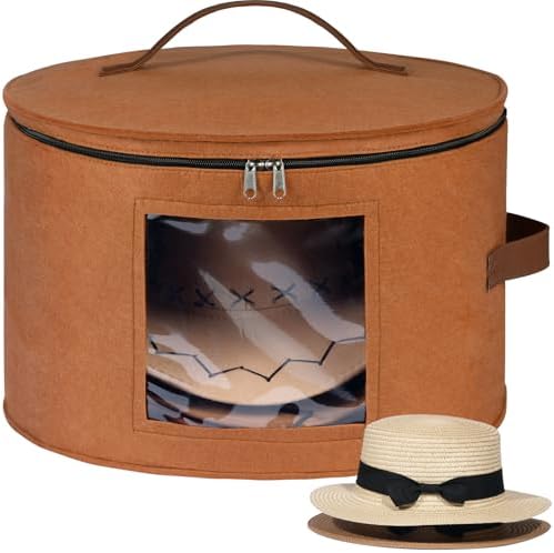 Lifewit Round Cowboy Hat Box for 7 Caps, 37L Hat Organizer Bag,Brown,1 Pack by Lifewit
