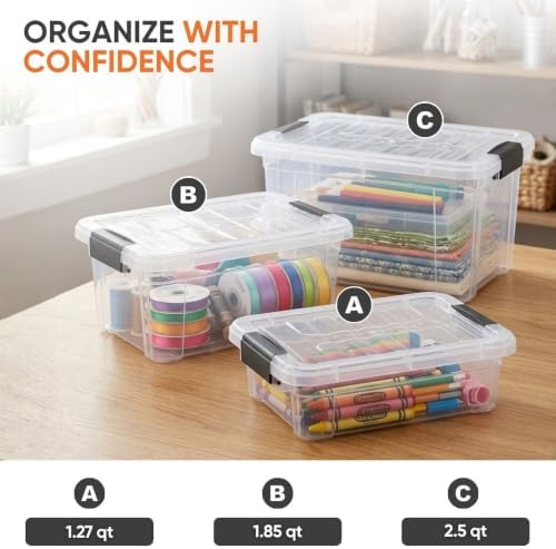 Superio 1.27 Quart Clear Plastic Storage Containers with Lids, Stackable Organizer Bins, BPA-Free Storage Boxes for Home, Office, Dorm & Classroom, 4 Pack - Image 5