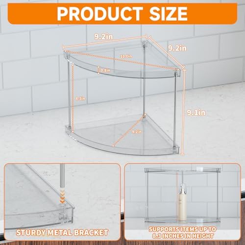 Yieach Clear Corner Bathroom Counter Organizer,2Tier Tiered Countertop Corner Shelf for Perfume,Beauty Products,Makeup Organizer,Skincare Organizers,Vanity Storage Tray for Bedroom,Bathroom Sink Shelf - Image 3
